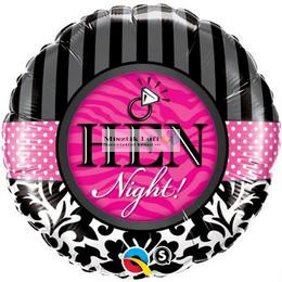 Hen Night - Csajos Este Feliratos, Gyűrű Mintás Fólia Lufi, 46 cm. 