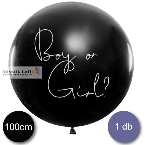 Boy Or Girl? Babaváró Óriás Latex (Gumi) Lufi, Konfettivel, 100 cm (3 feet) LÁNY