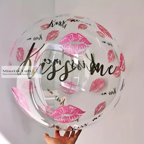 Bobo Ballon, Kiss Me Felirattal, 45-50 cm. 